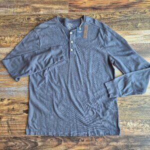 NWT J.Crew Garment Dyed Slub Cotton Henley Shirt Long Sleeve Blue-Grey